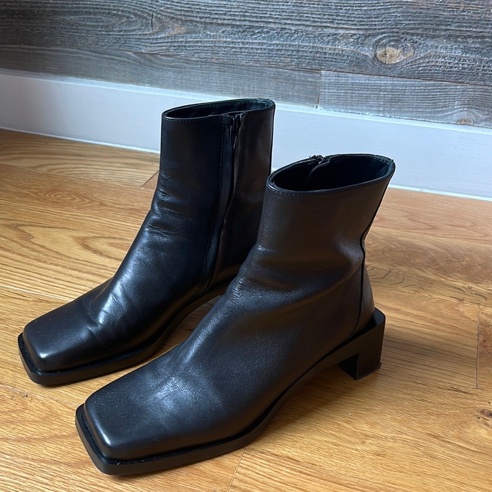 Zara Block Heel Square Boots